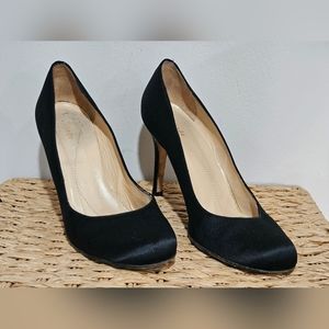 VGUC KATE SPADE Classic Black Satin Dress Heels Size 7.5  Made in Italy